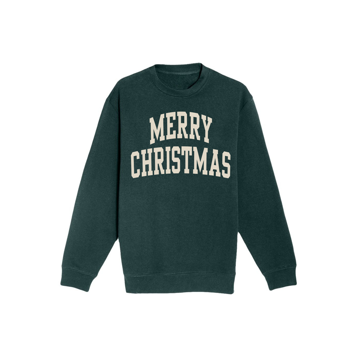 Merry Christmas Varsity Crewneck Sweatshirt | Cozy Christmas Sweatshirt | Holiday Graphic Fleece Pullover