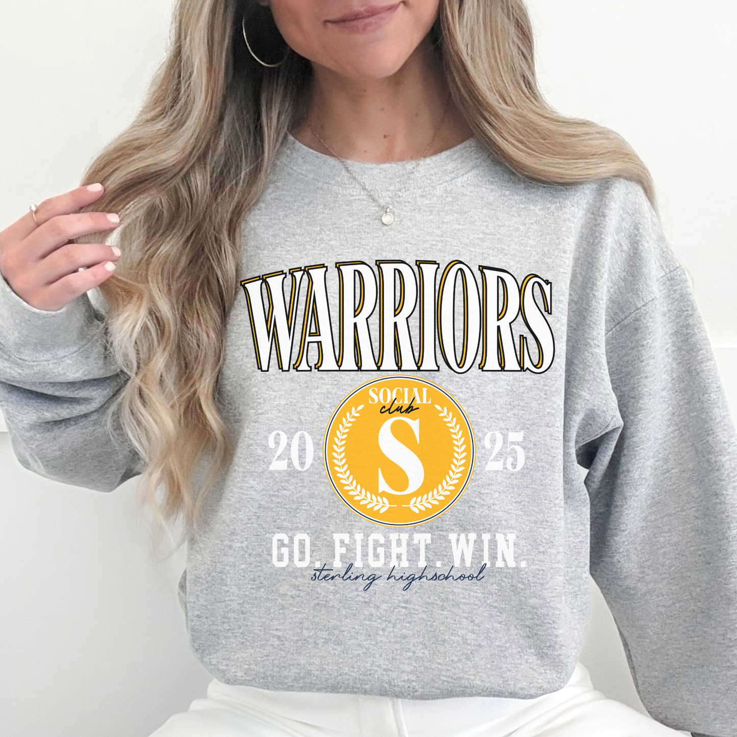 Sterling Warriors 2025 “Go Fight Win” Crewneck | School Spirit Sweatshirt | Social Club Design