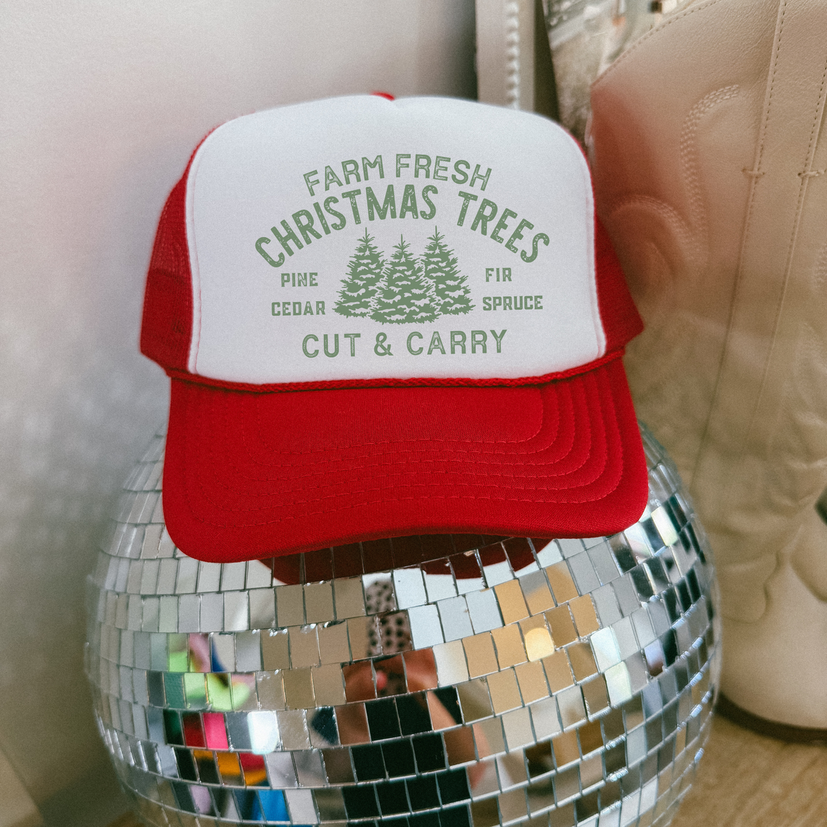 Farm Fresh Christmas Trees Trucker Hat | Cut & Carry Holiday Hat