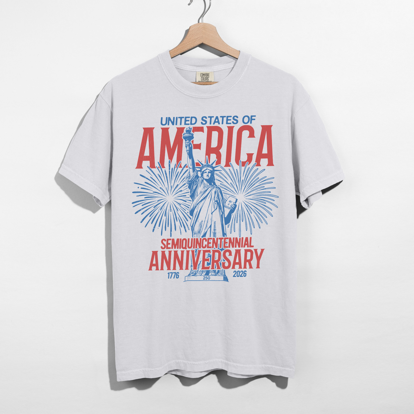 White America 2026 anniversary graphic tee retro USA patriotic unisex shirt