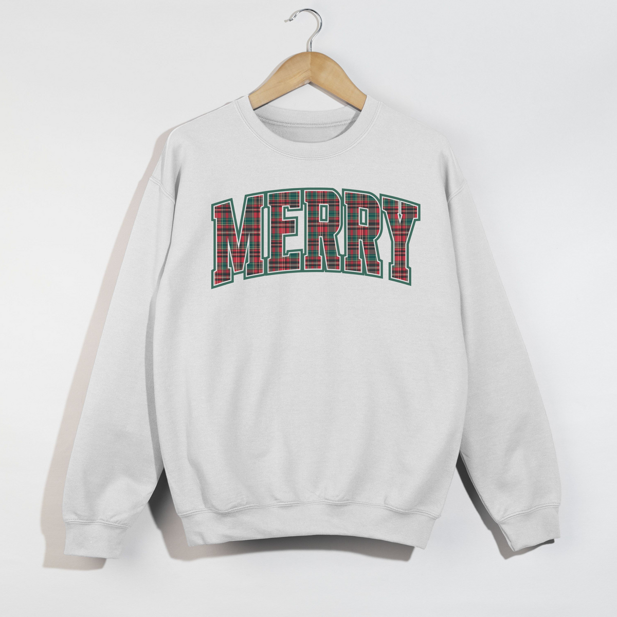 MERRY Plaid Christmas Crewneck Sweatshirt