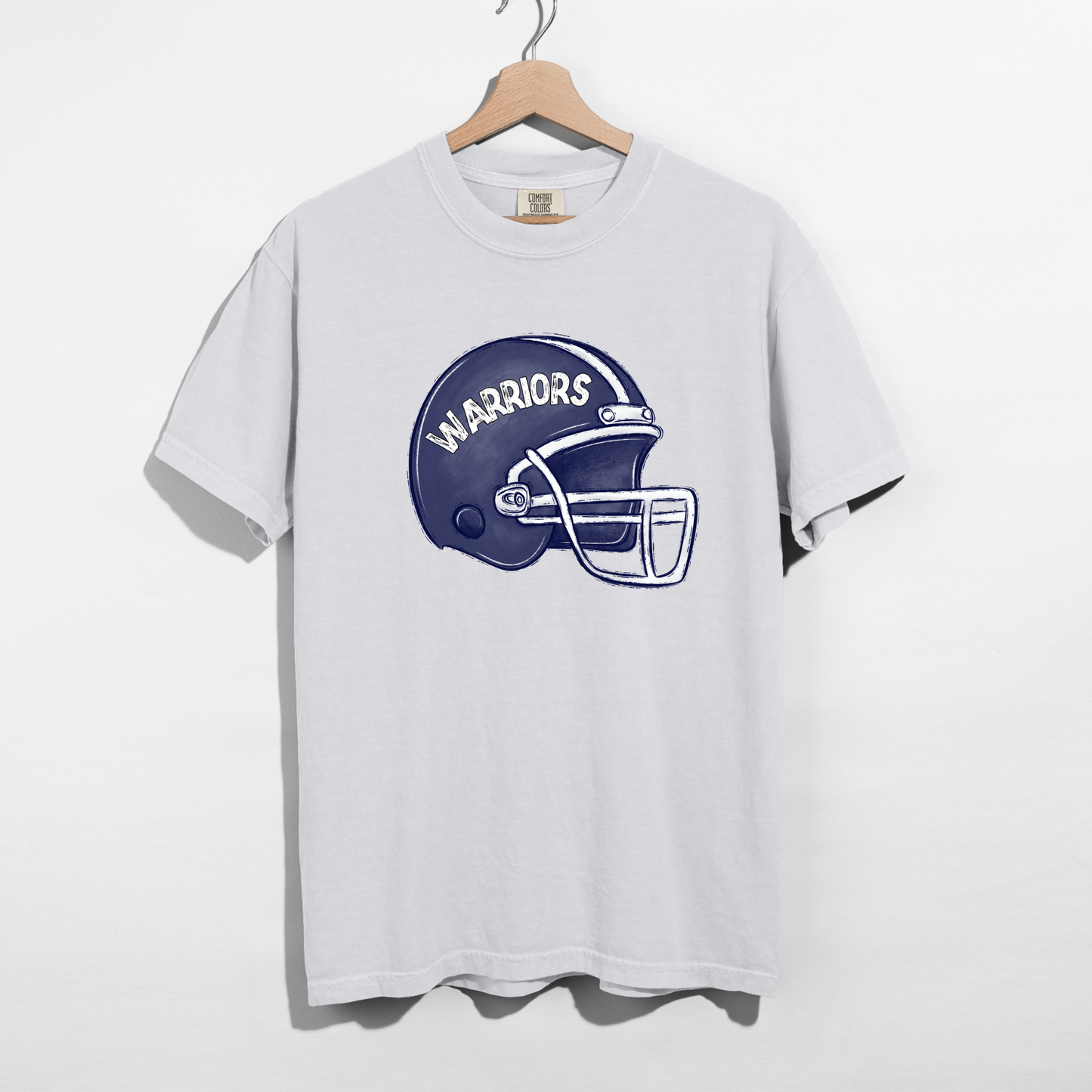 Warriors Football Helmet Graphic Tee – Vintage Game Day Shirt