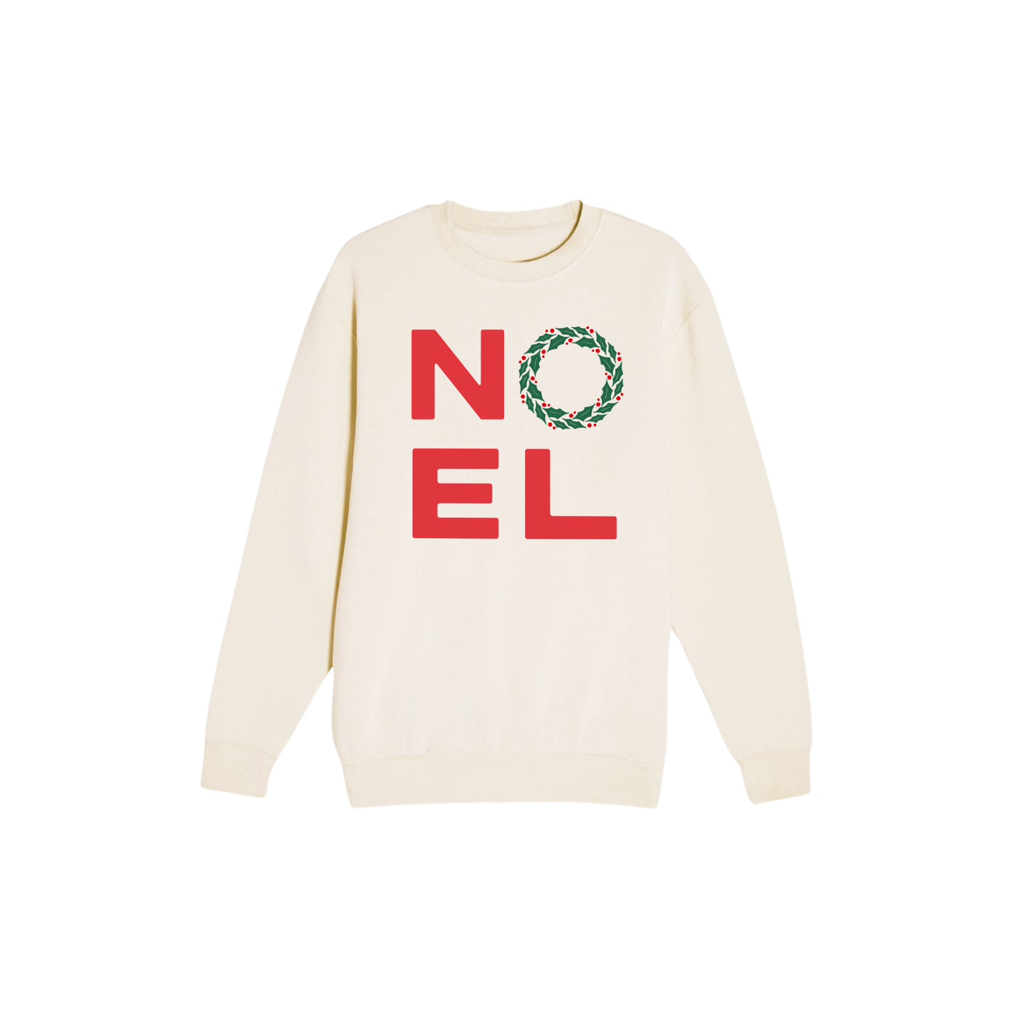 Premium holiday crewneck with bold red NOEL design perfect for Christmas celebrations.
