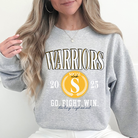 Sterling Warriors 2025 “Go Fight Win” Crewneck | School Spirit Sweatshirt | Social Club Design