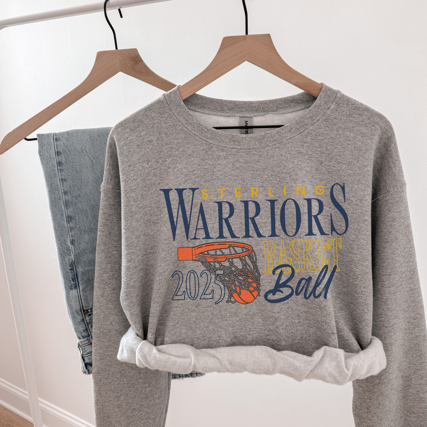 Sterling Warriors 2025 Basketball Crewneck | Game Day Sweatshirt | School Spirit Wear