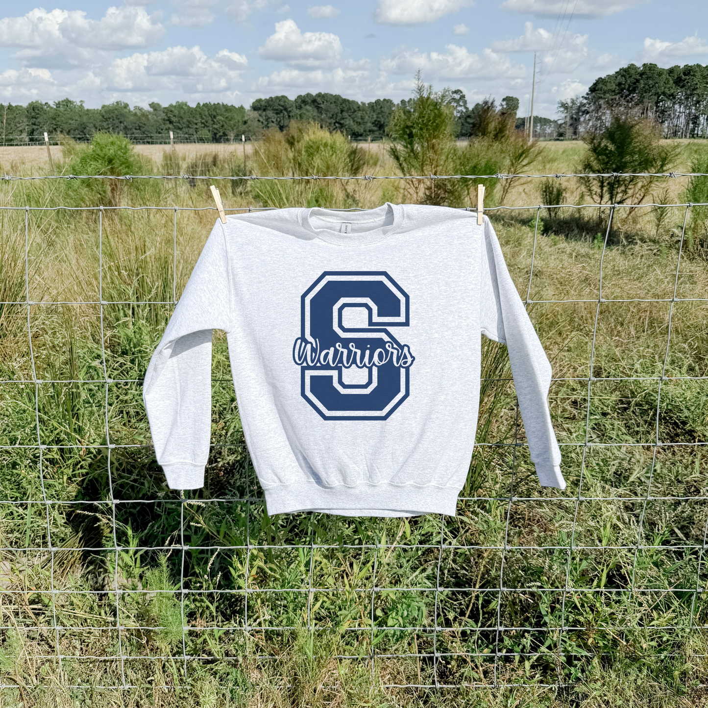 Warriors Collegiate “S Warriors” Crewneck Sweatshirt | Game Day Spirit Wear