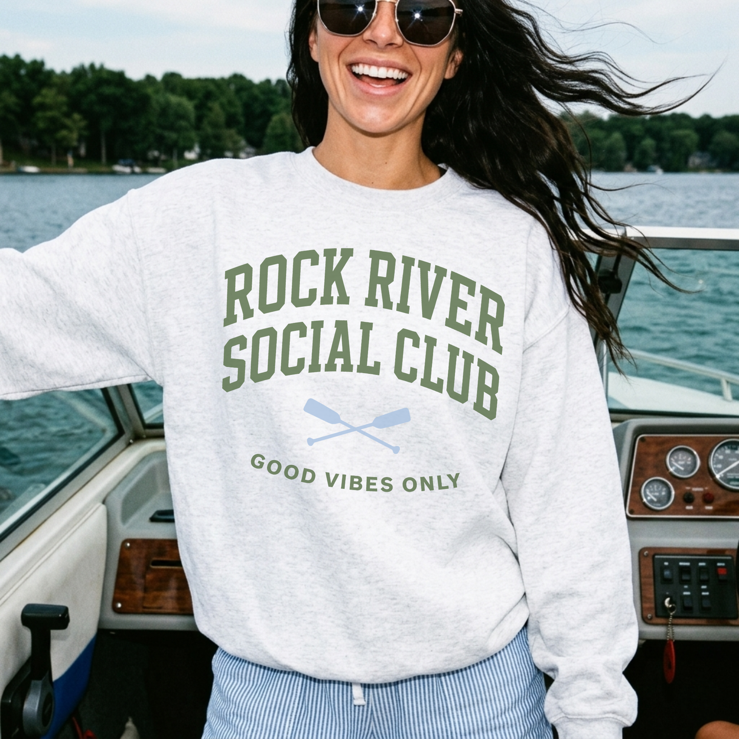 oversized river life sweatshirt midwest outfit casual boating style