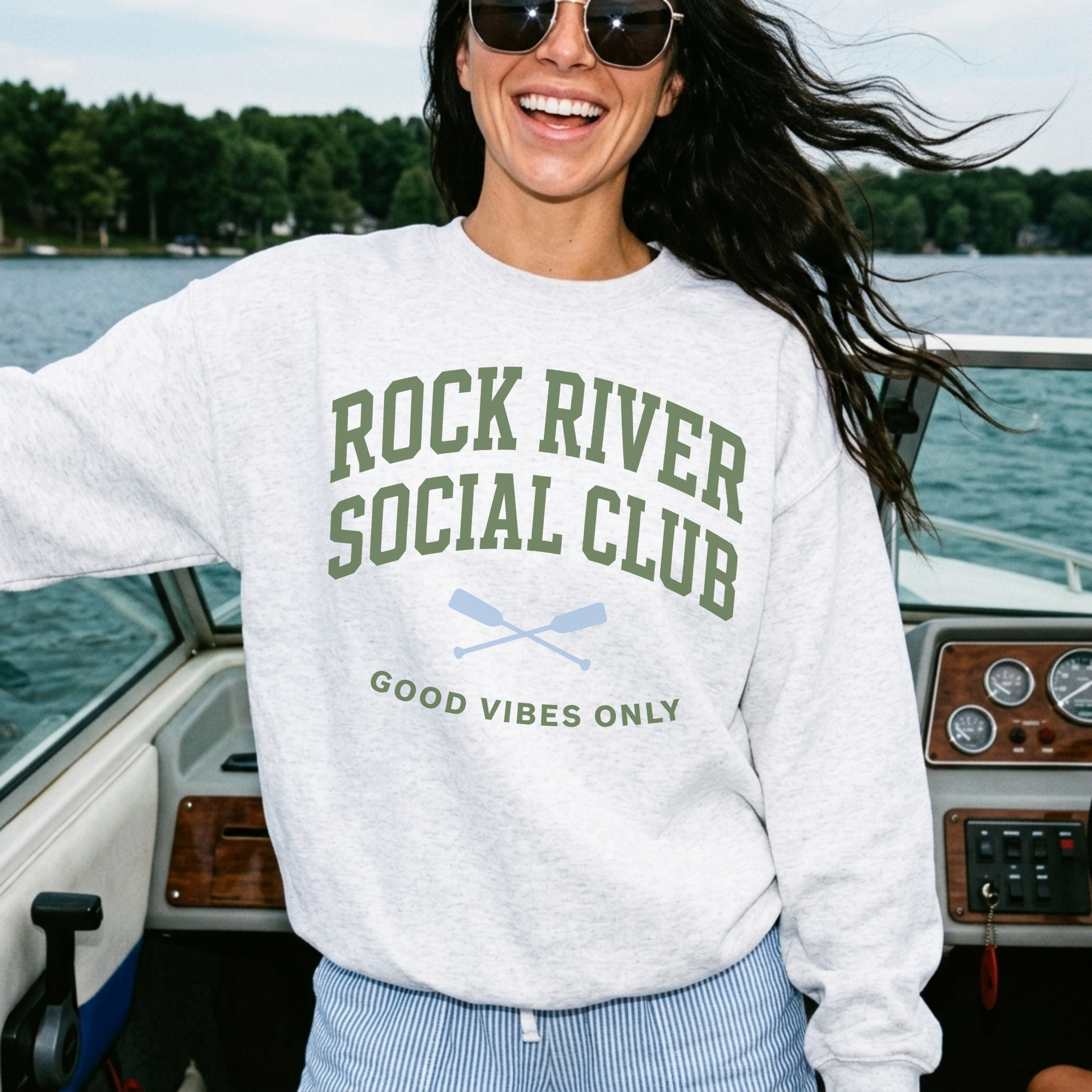 oversized river life sweatshirt midwest outfit casual boating style