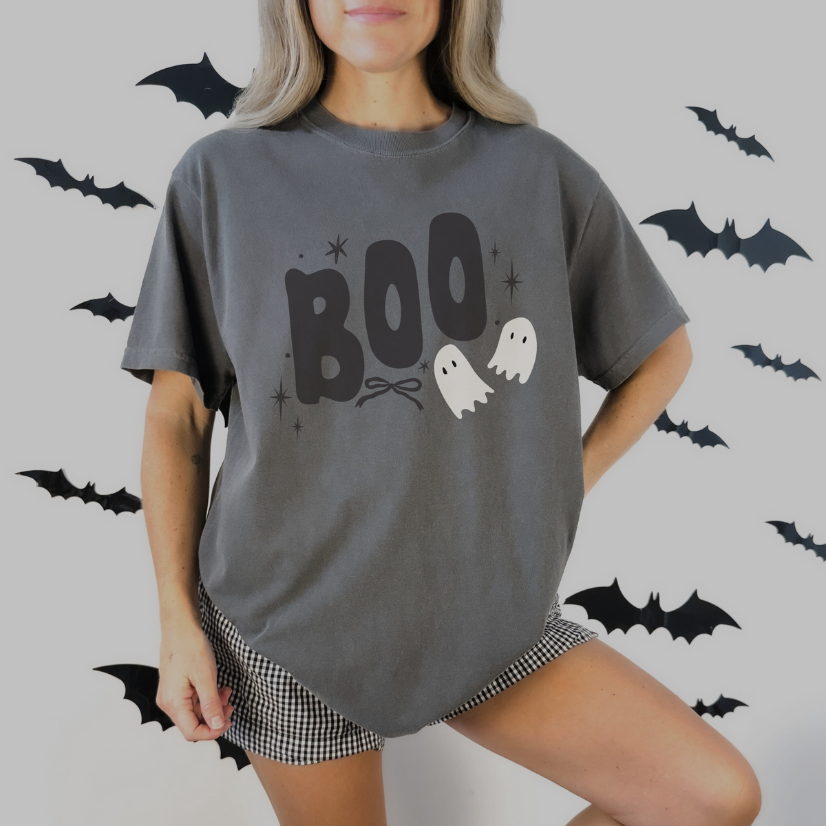BOO Halloween Graphic Tee | Comfort Colors Ivory & Pepper