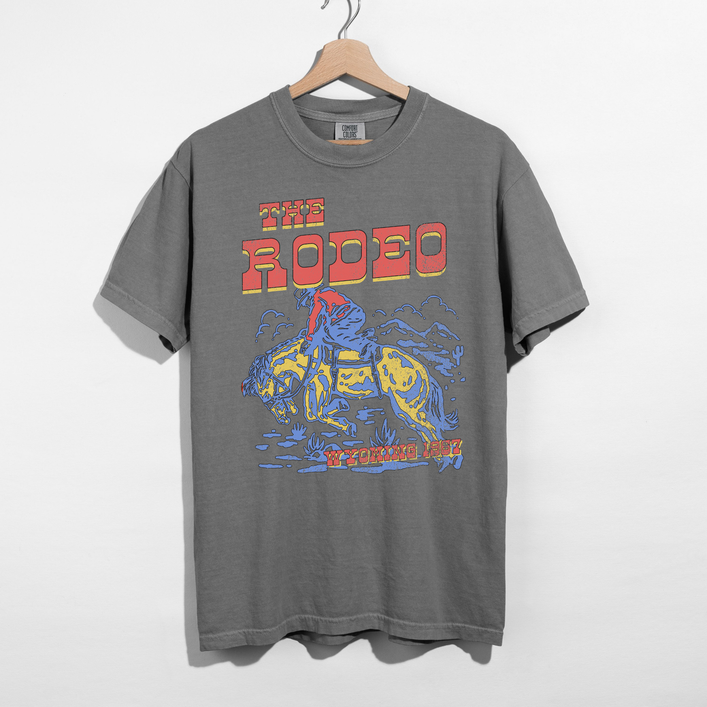gray rodeo graphic t shirt casual western style