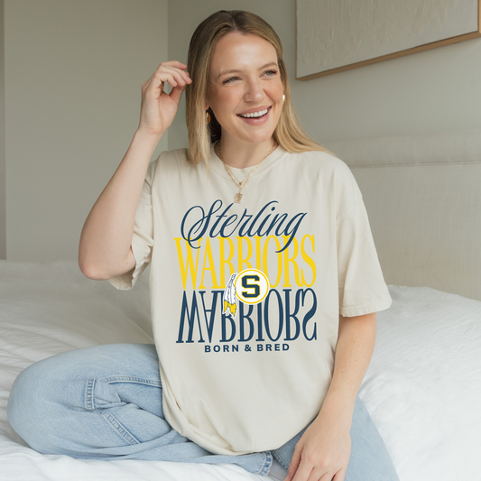 Ivory Sterling Warriors Born and Bred graphic tee with classic school pride design