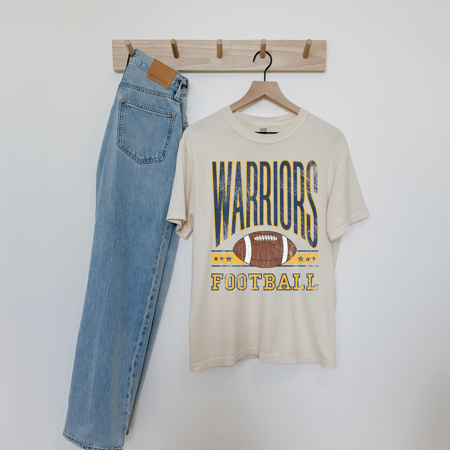 Warriors Football Graphic Tee – Vintage Inspired Game Day Spirit Shirt