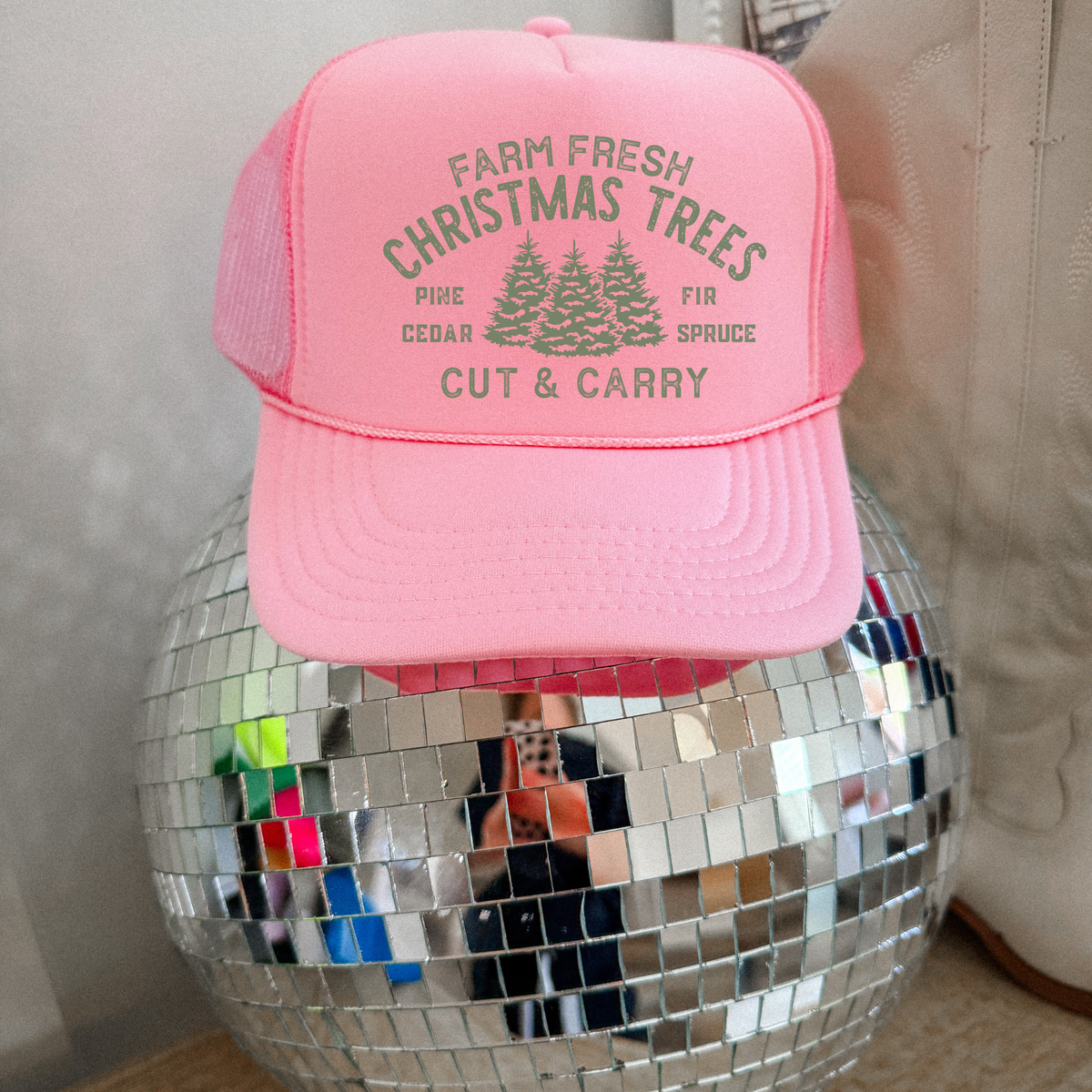 Farm Fresh Christmas Trees Trucker Hat | Cut & Carry Holiday Hat