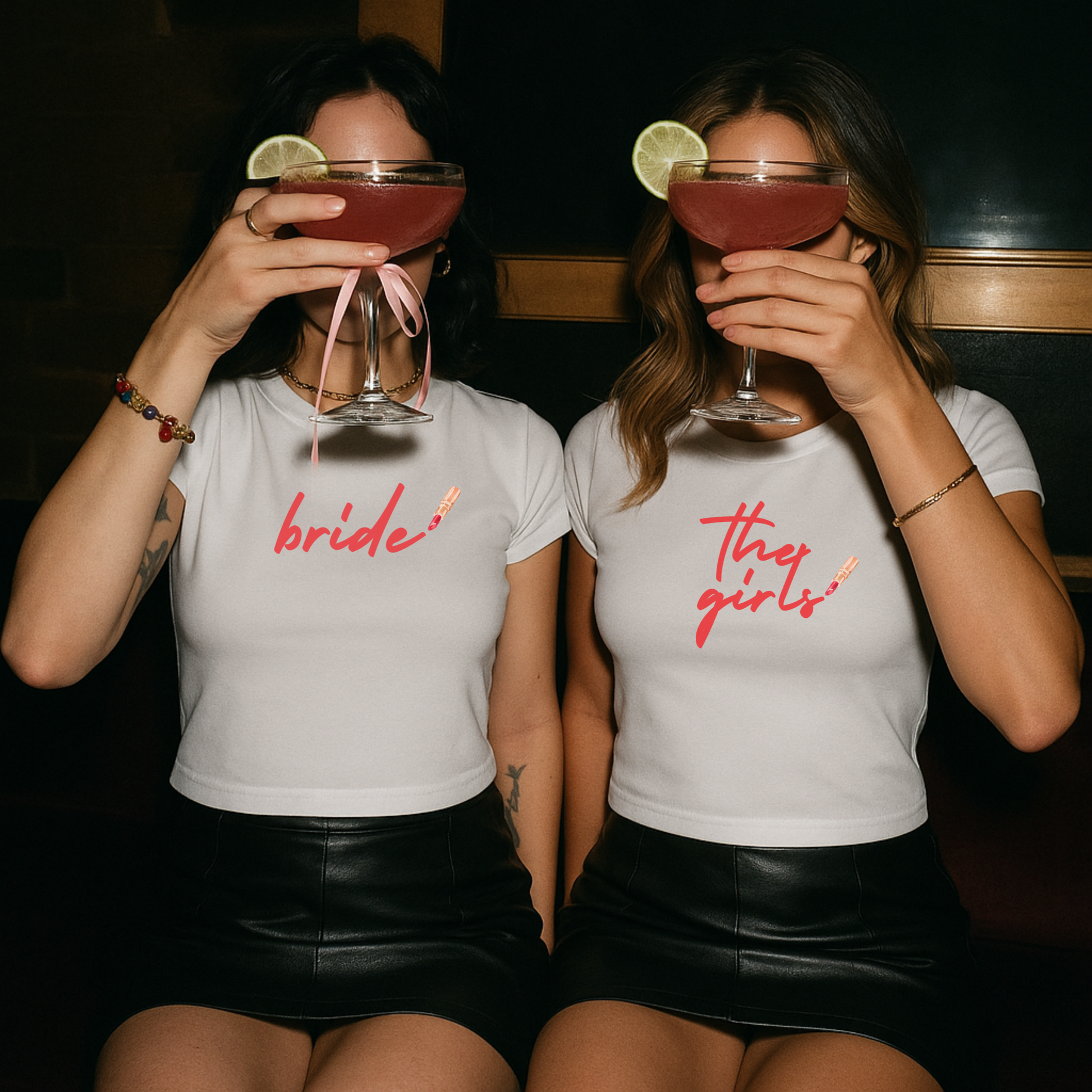 Matching bride and girls baby tees for bridal celebration