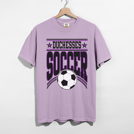 duchesses soccer purple shirt front view athletic graphic tee