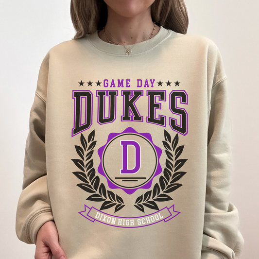 Dixon Dukes Game Day Crewneck | Dixon High School Sweatshirt