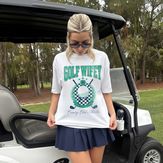 golf wifey graphic tee preppy golf shirt for women country club style comfort colors white t shirt